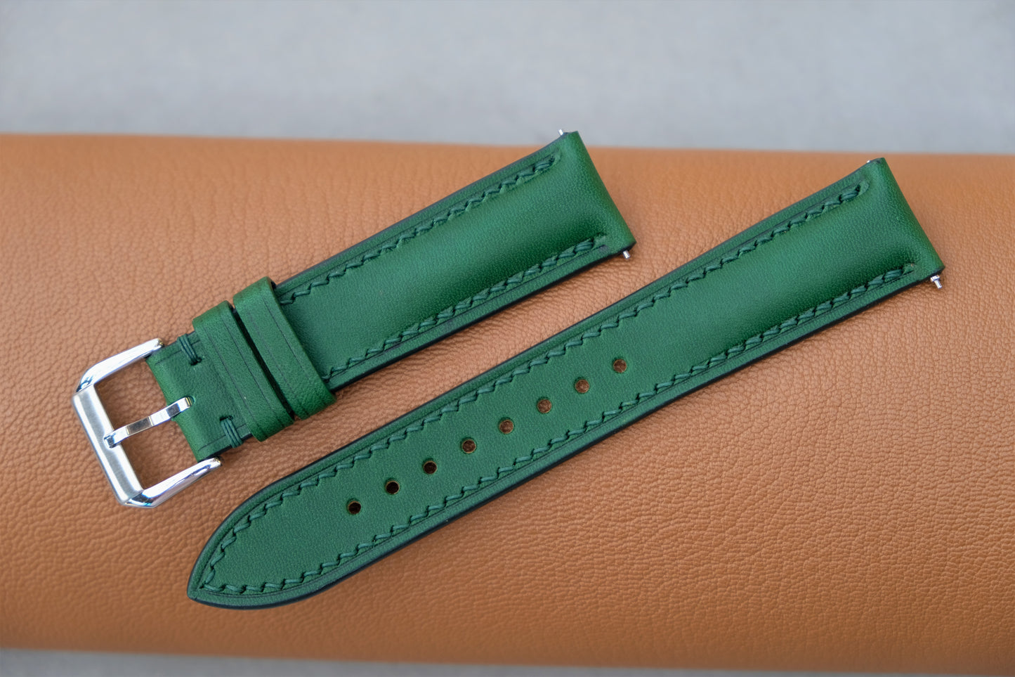 Green BUTTERO Leather Watch Strap