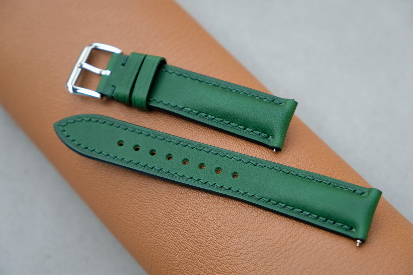 Green BUTTERO Leather Watch Strap