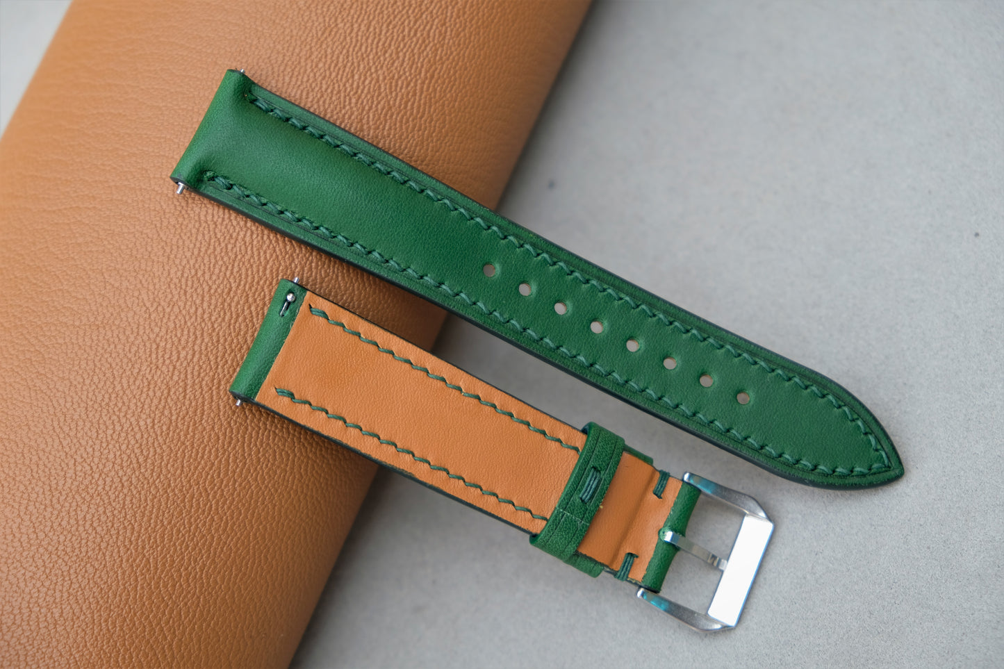 Green BUTTERO Leather Watch Strap