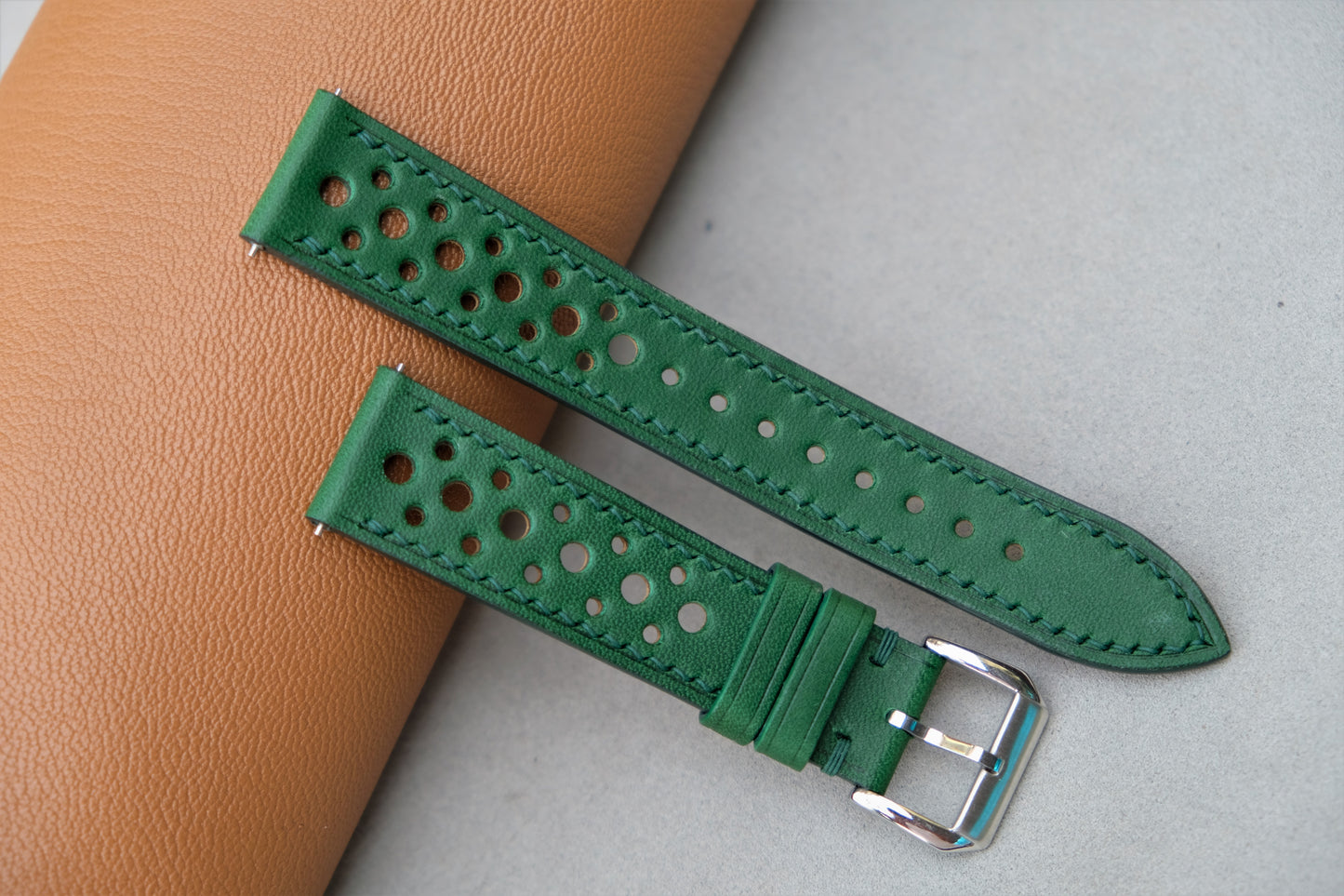 Green BUTTERO Leather Watch Strap