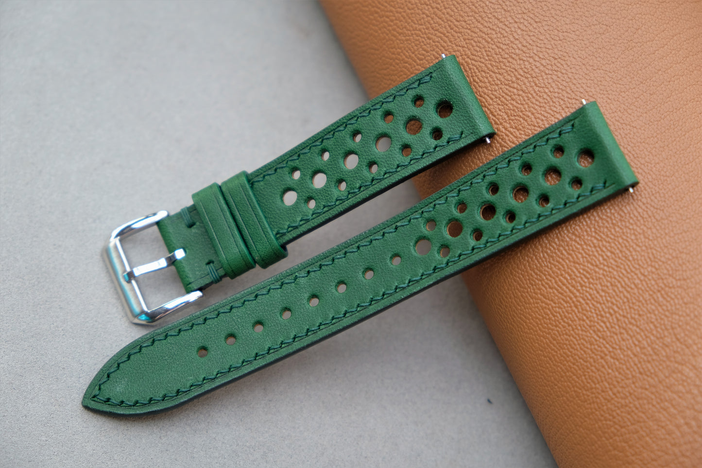 Green BUTTERO Leather Watch Strap