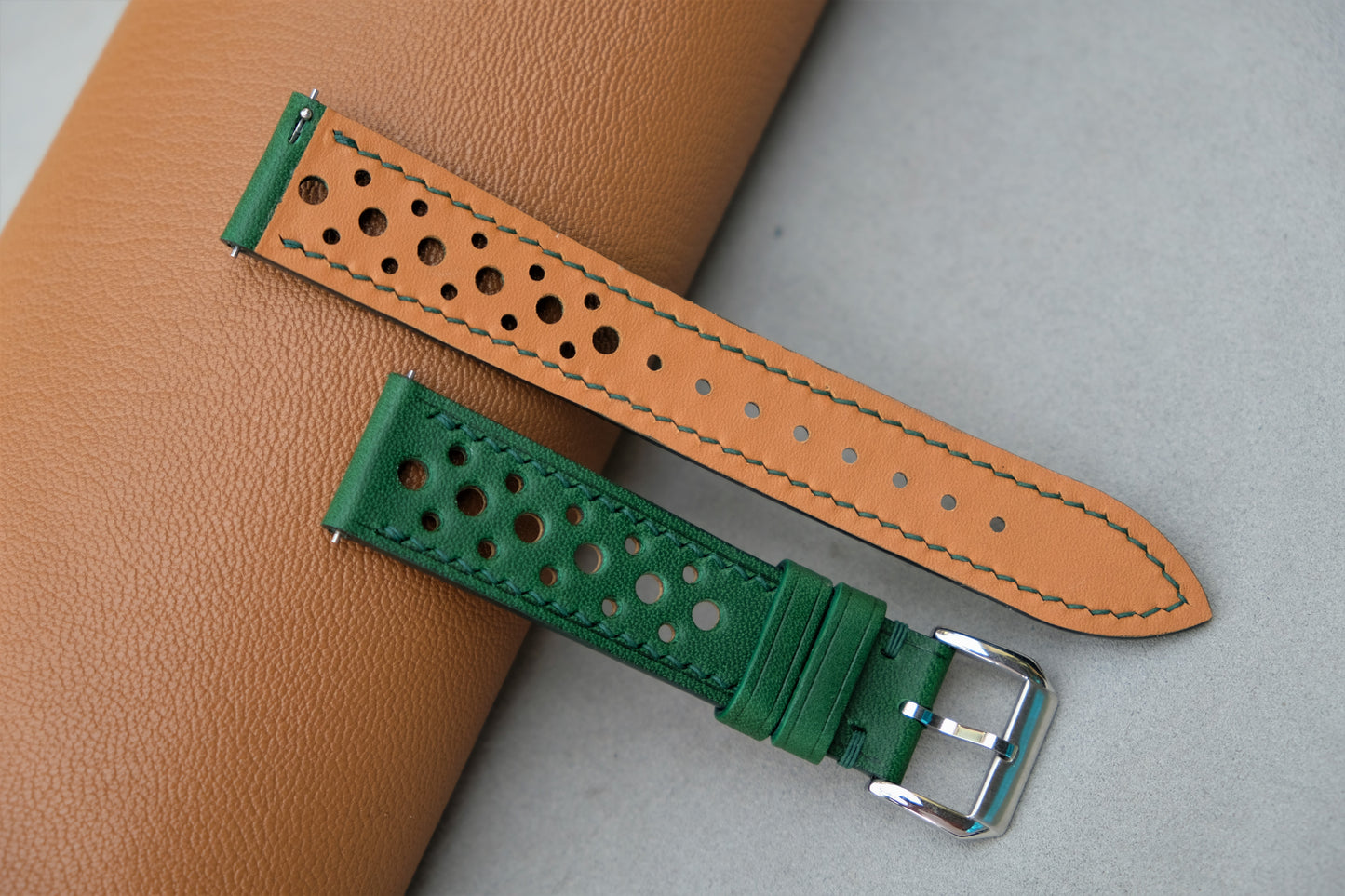 Green BUTTERO Leather Watch Strap