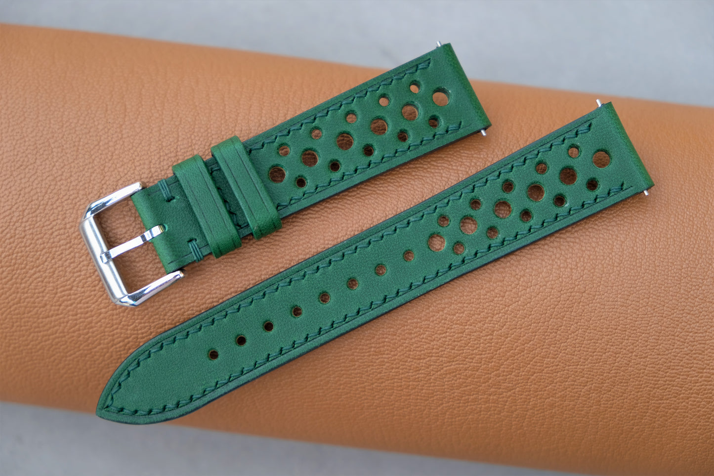 Green BUTTERO Leather Watch Strap