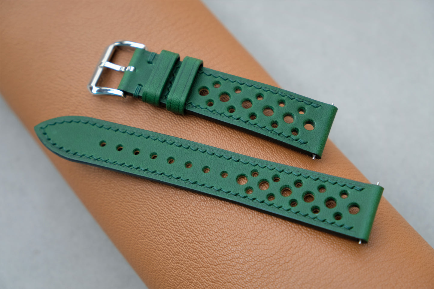 Green BUTTERO Leather Watch Strap