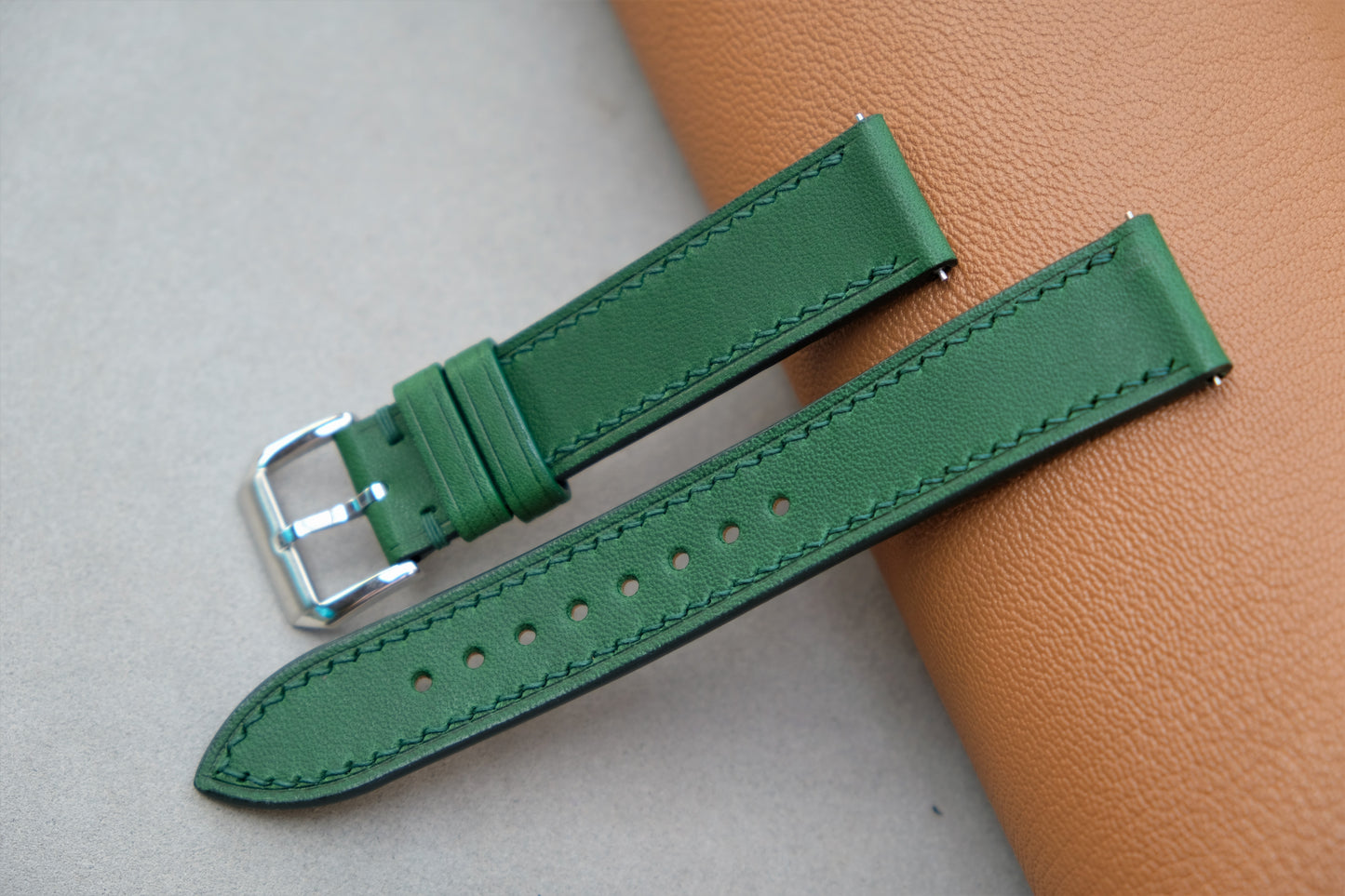 Green BUTTERO Leather Watch Strap