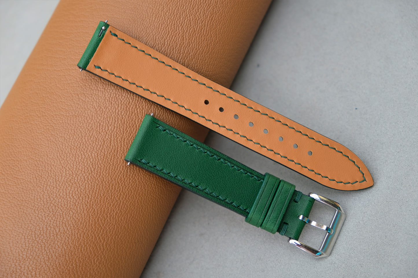 Green BUTTERO Leather Watch Strap