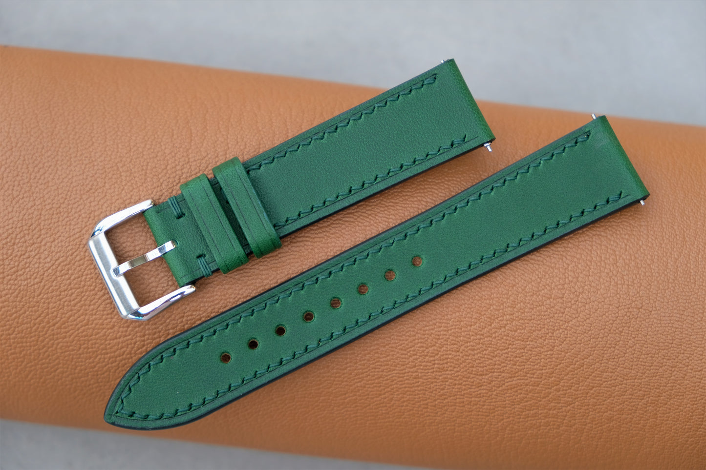 Green BUTTERO Leather Watch Strap