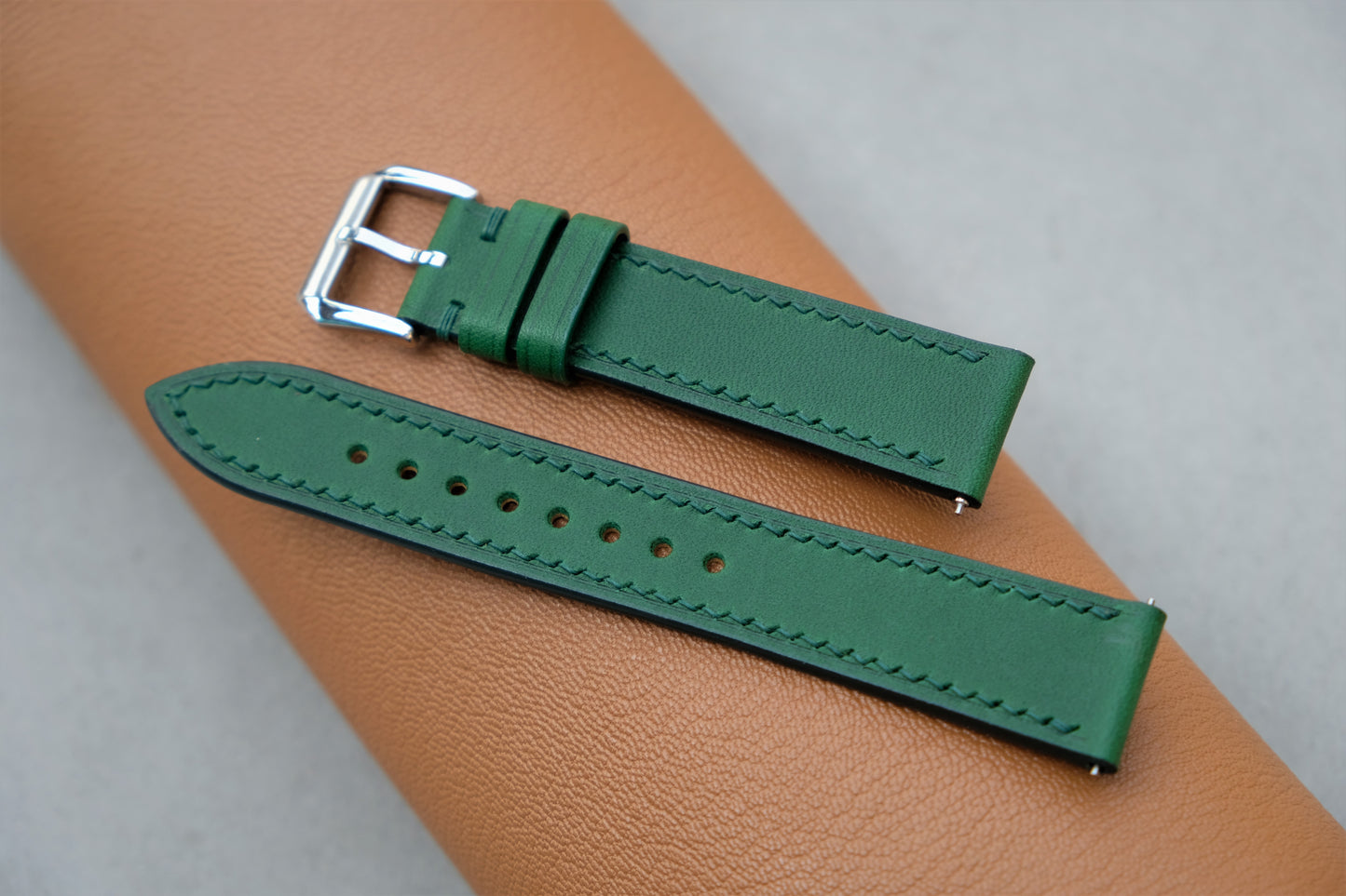 Green BUTTERO Leather Watch Strap