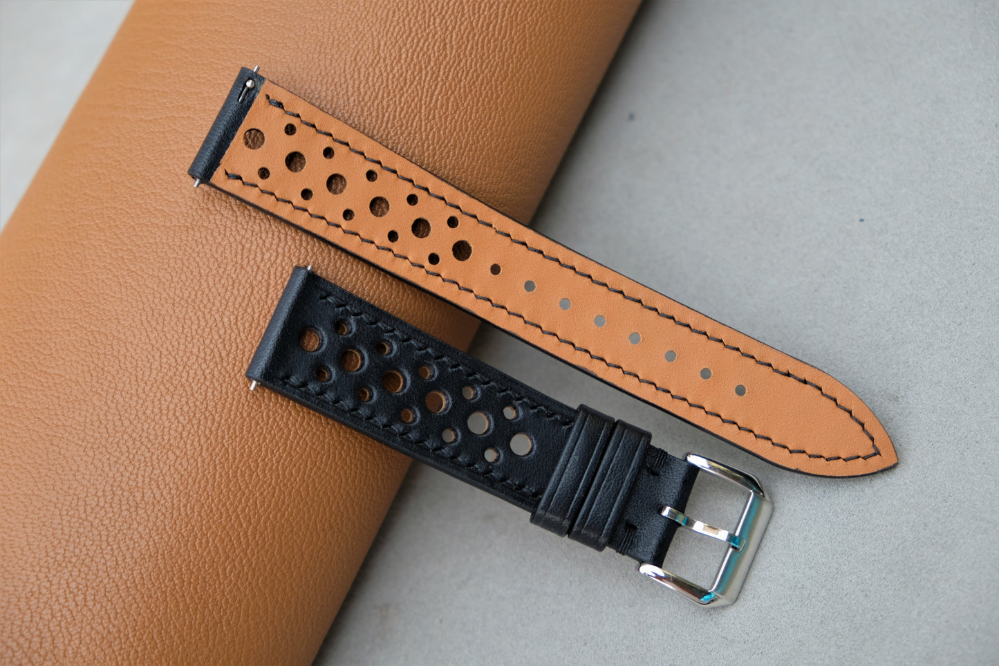 Black BUTTERO Letaher Watch Strap