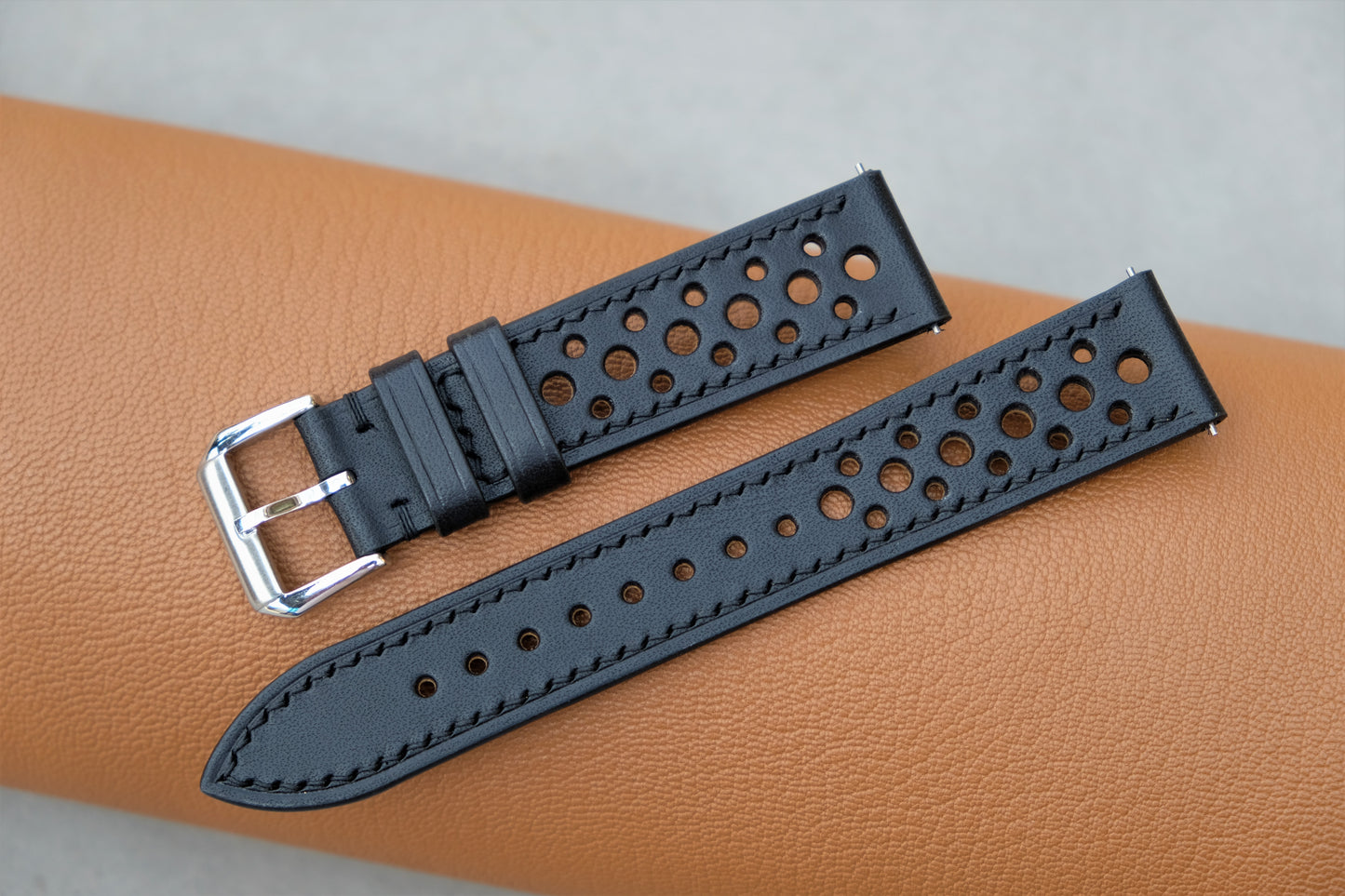 Black BUTTERO Letaher Watch Strap