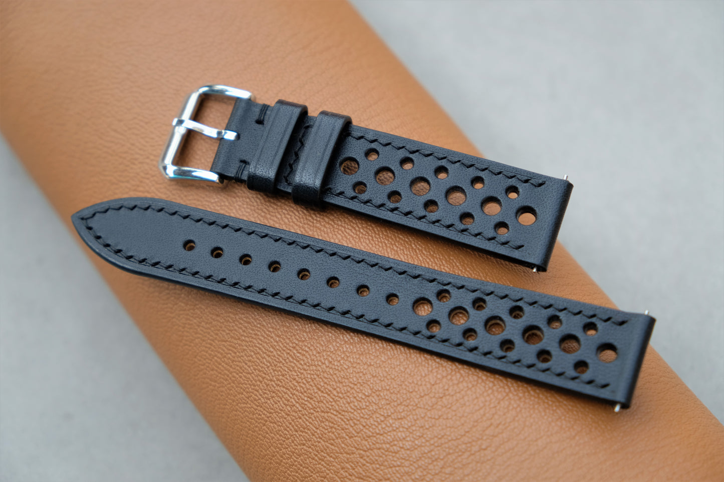 Black BUTTERO Letaher Watch Strap