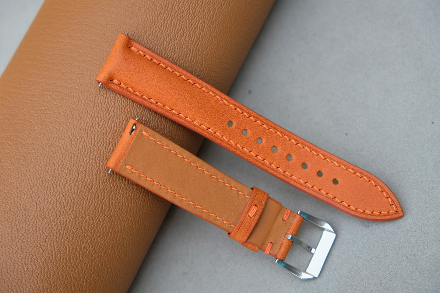 Light Orange BUTTERO Leather Watch Strap