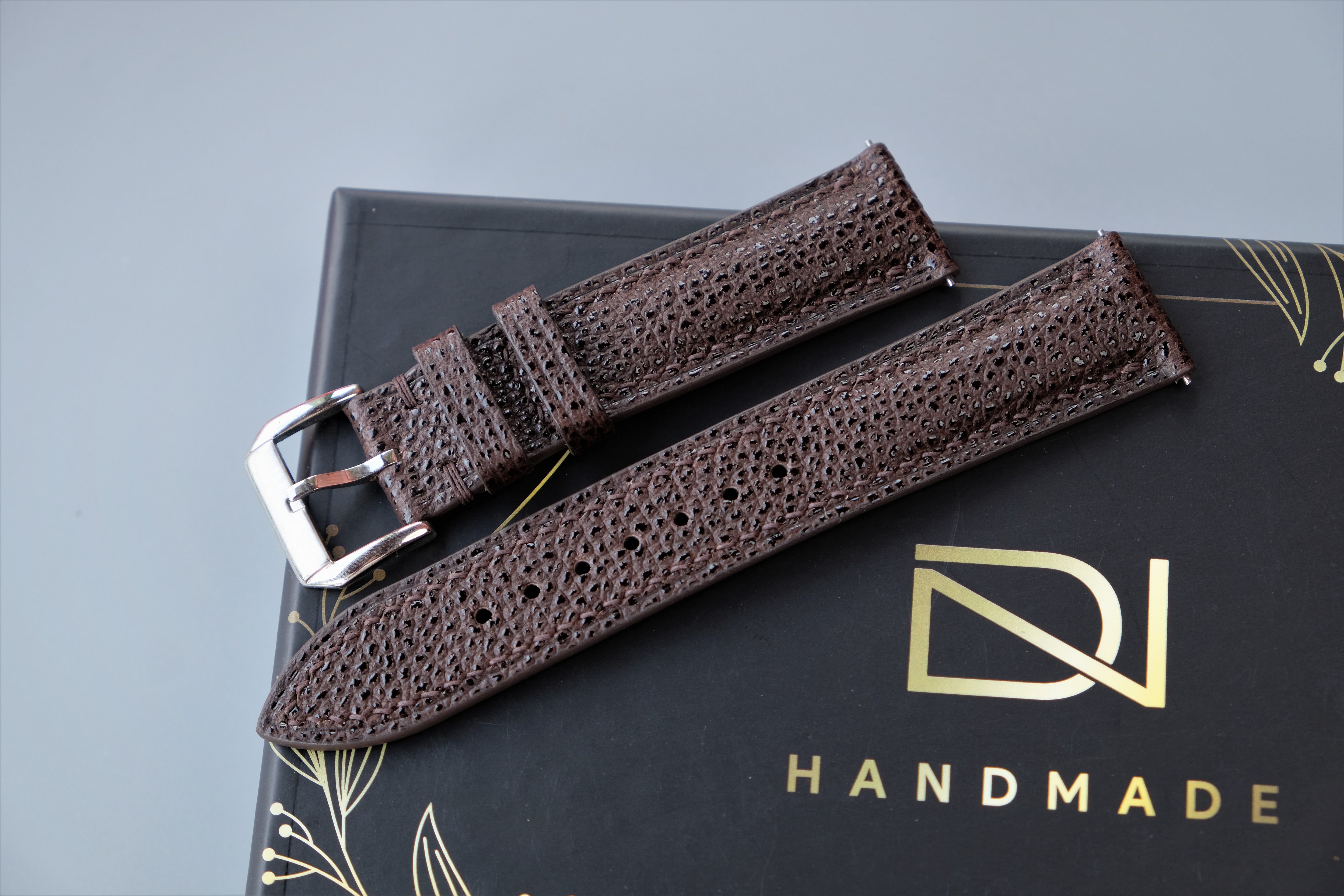 Brown EMBOSSED Calf Leather Watch Strap  – Custom Sizes 10mm to 26mm