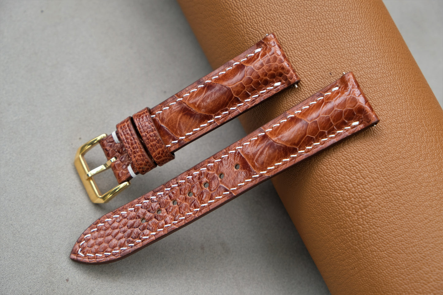 Brown Ostrich Leather Watch Strap