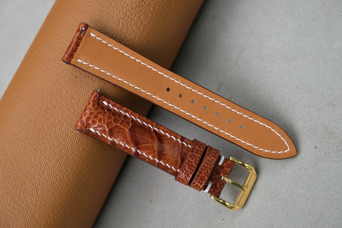 Brown Ostrich Leather Watch Strap