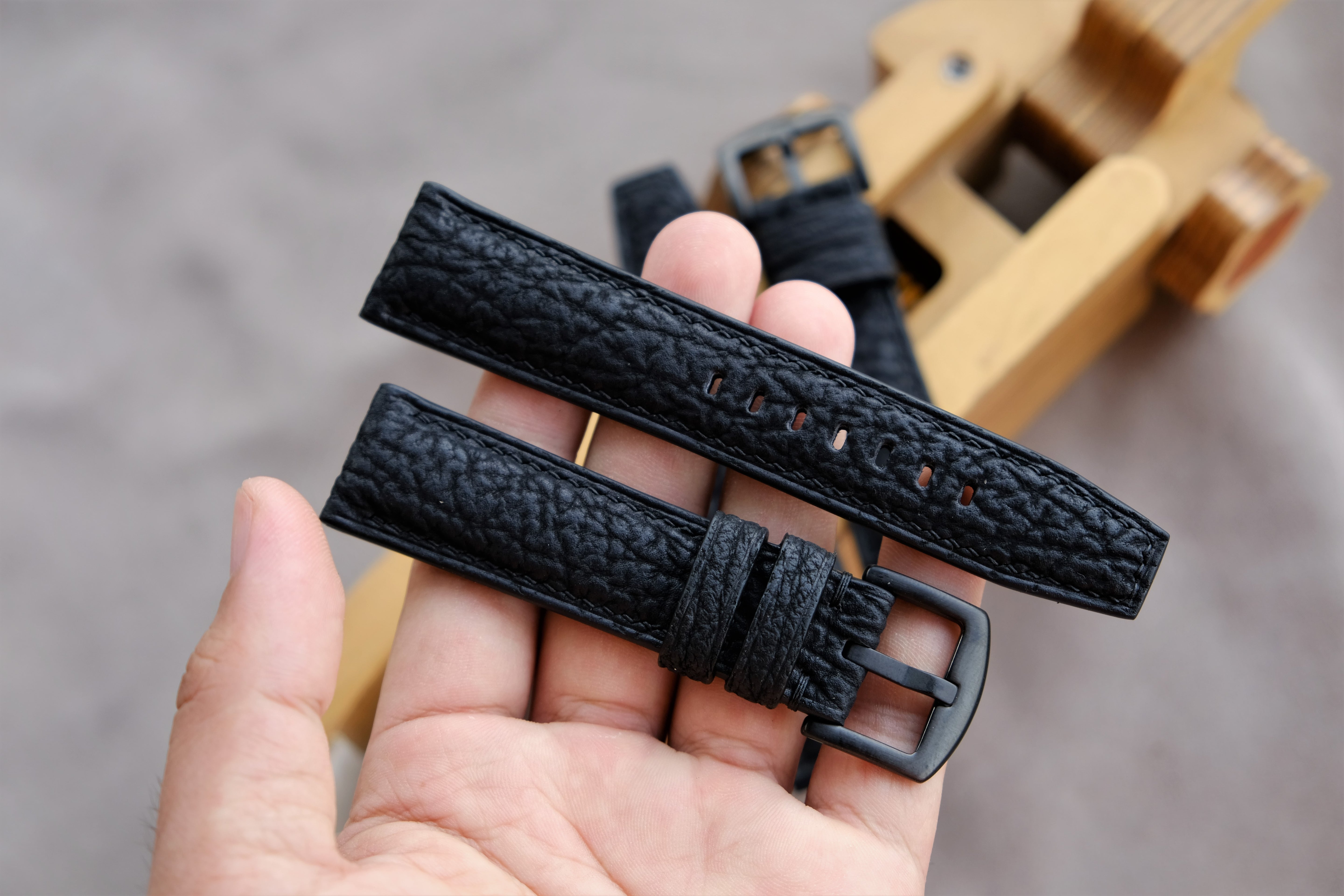 Black Shark Leather Watch Strap