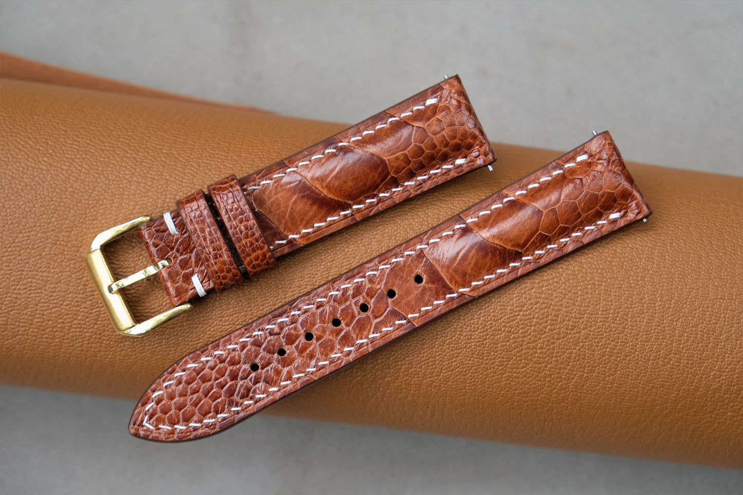 Brown Ostrich Leather Watch Strap