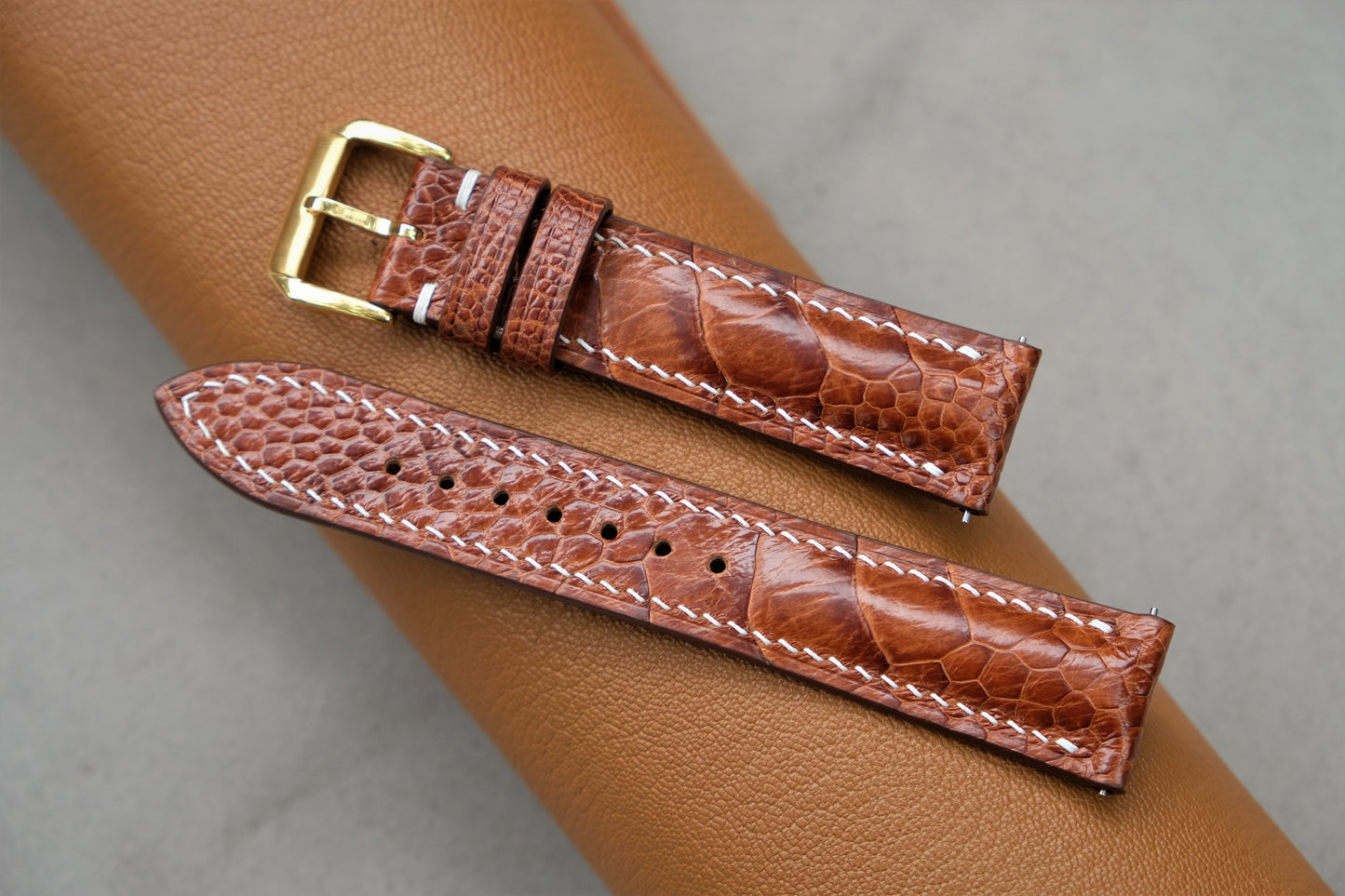 Brown Ostrich Leather Watch Strap