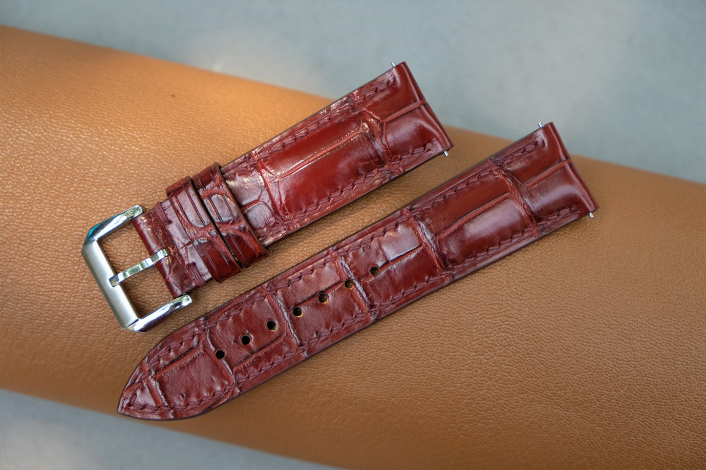 Reddish Brown Alligator Leather Watch Strap