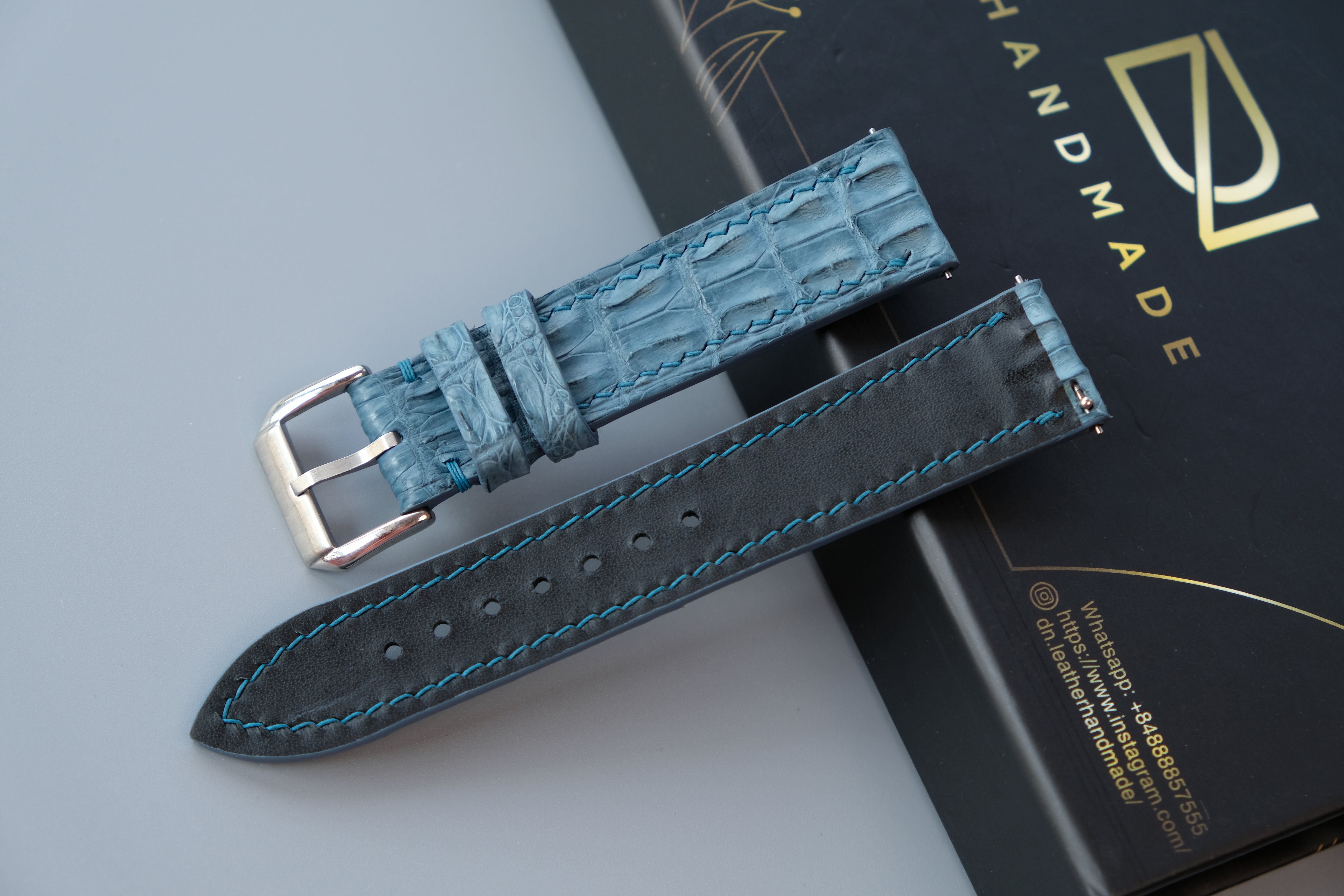 Alligator Horn Leather Watch Strap – Custom Sizes 17 mm to 26mm