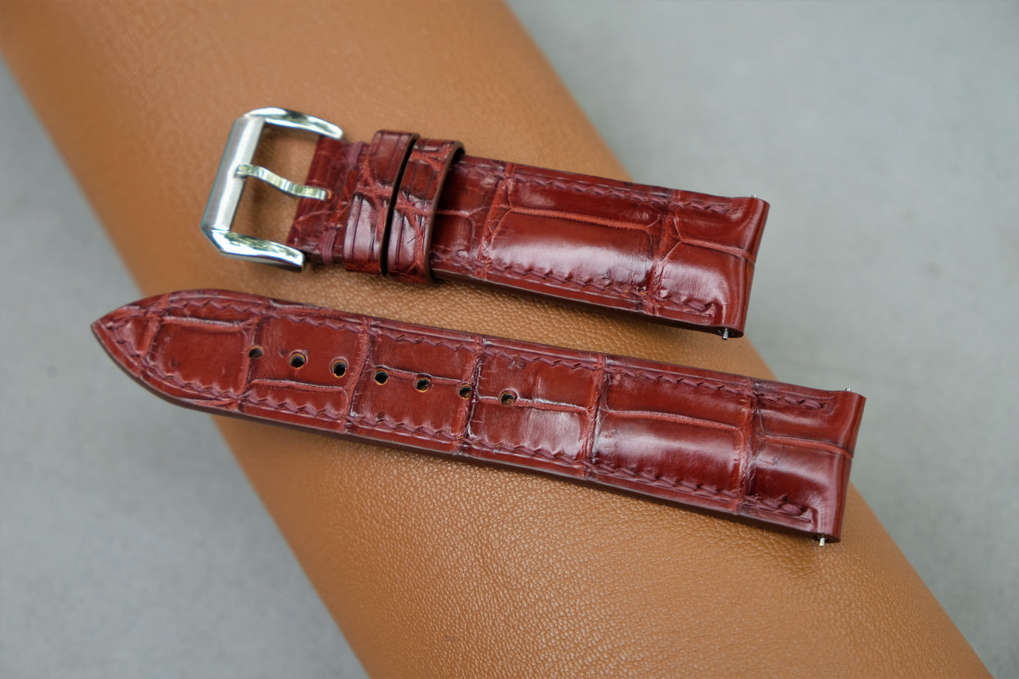 Reddish Brown Alligator Leather Watch Strap