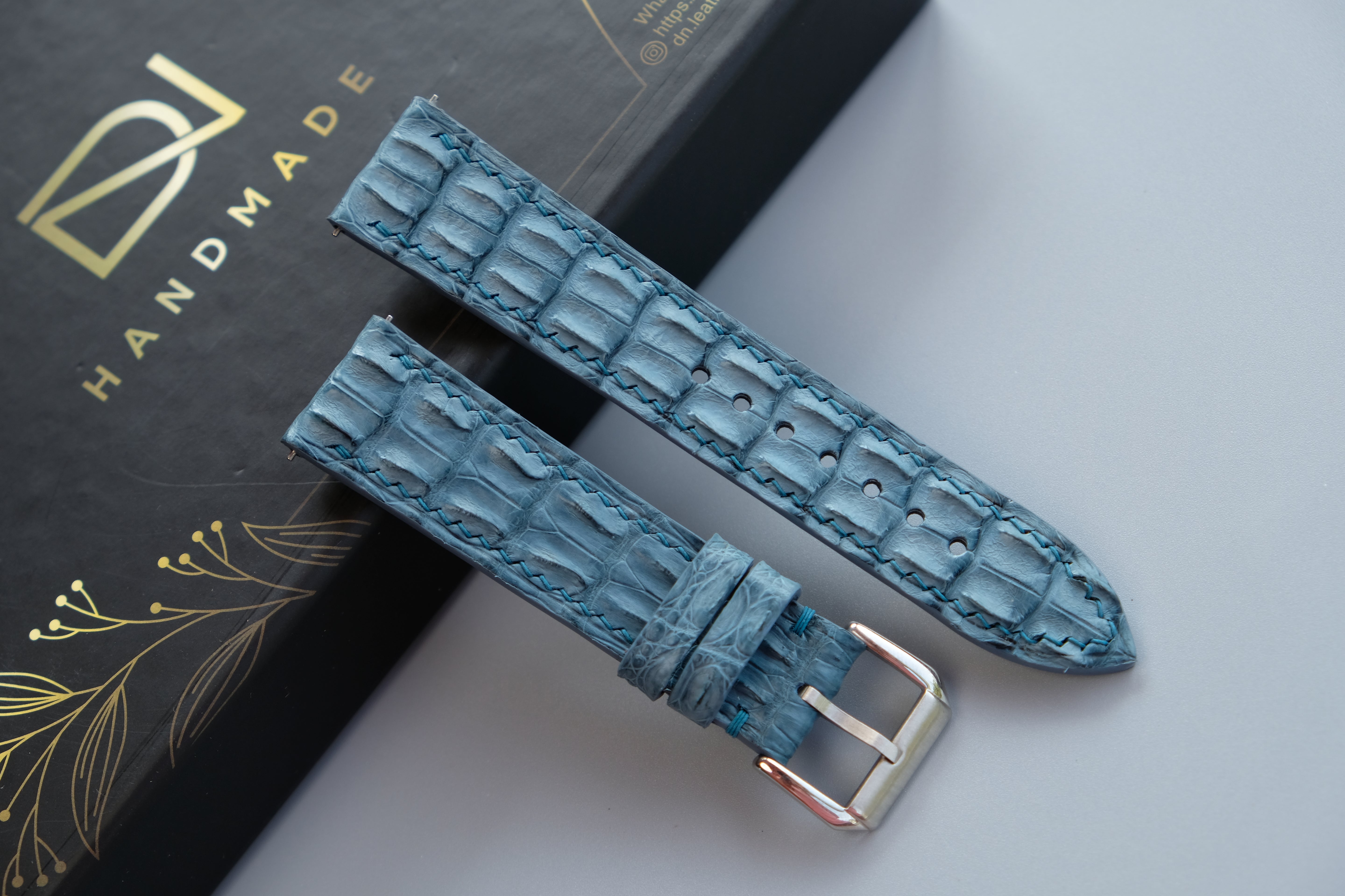Alligator Horn Leather Watch Strap – Custom Sizes 17 mm to 26mm