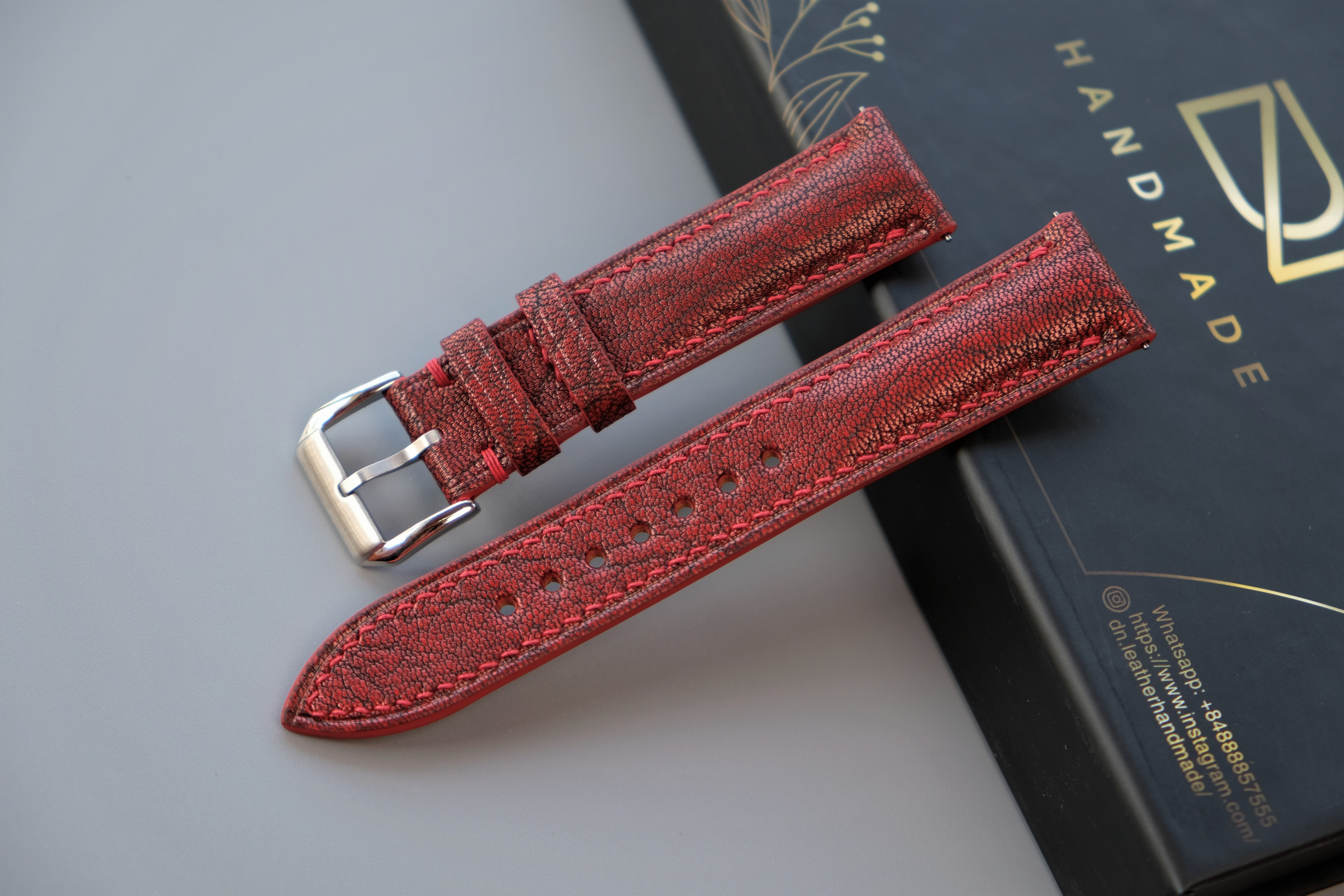 RED WINE Alran PATNAT Goat Leather Watch Strap – Custom Sizes 10mm to 26mm