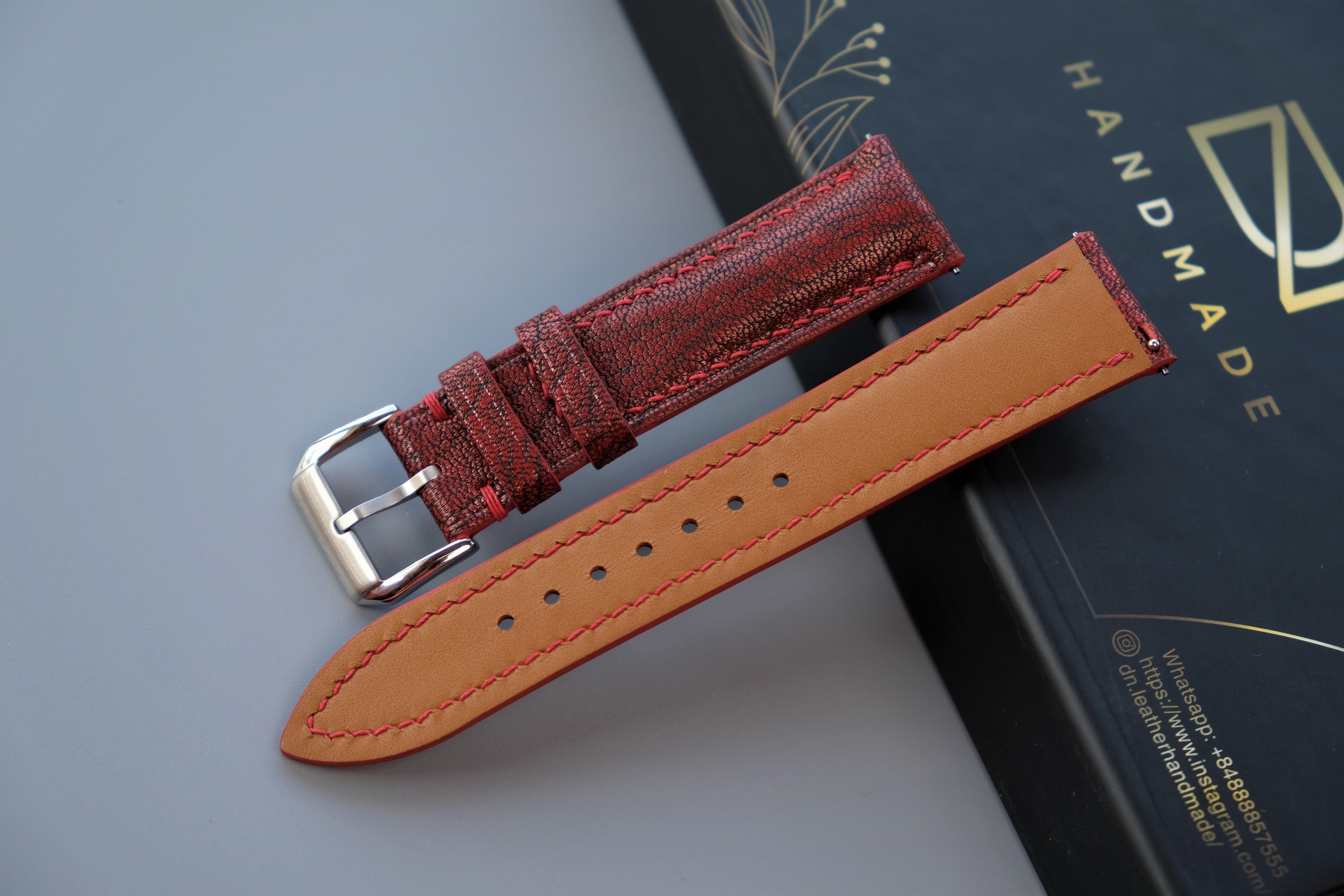 RED WINE Alran PATNAT Goat Leather Watch Strap – Custom Sizes 10mm to 26mm