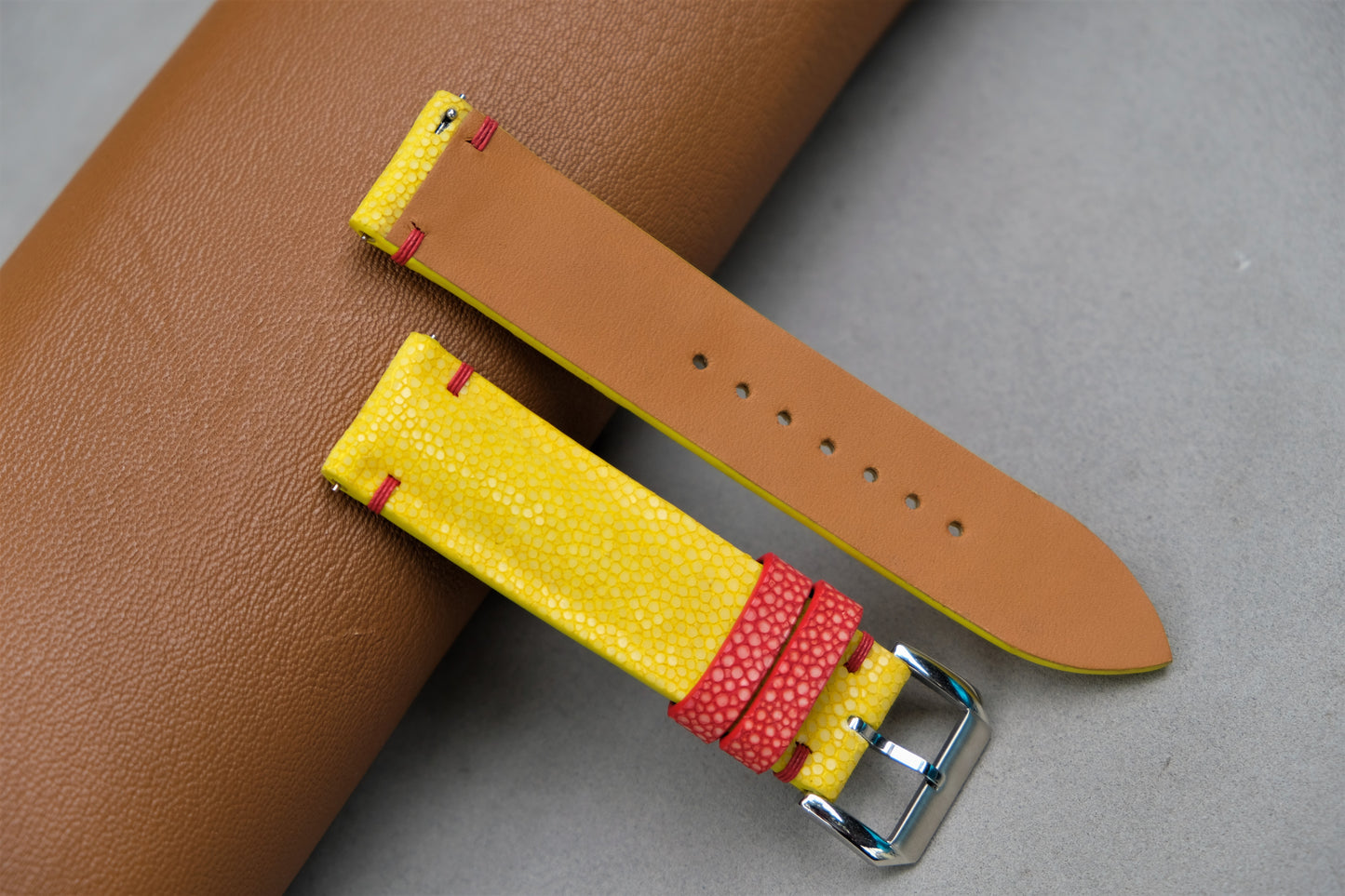 Yellow Stingray Leather Watch Strap