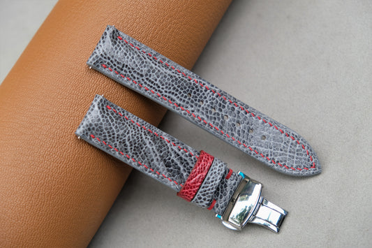 Gray Ostrich Leather Watch Strap