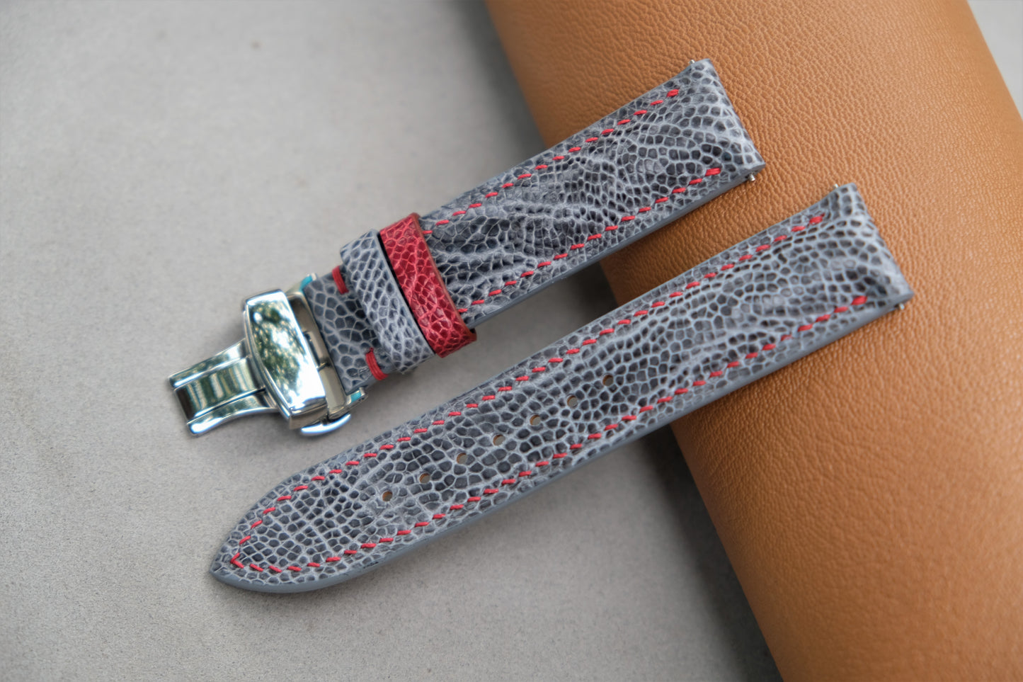 Gray Ostrich Leather Watch Strap