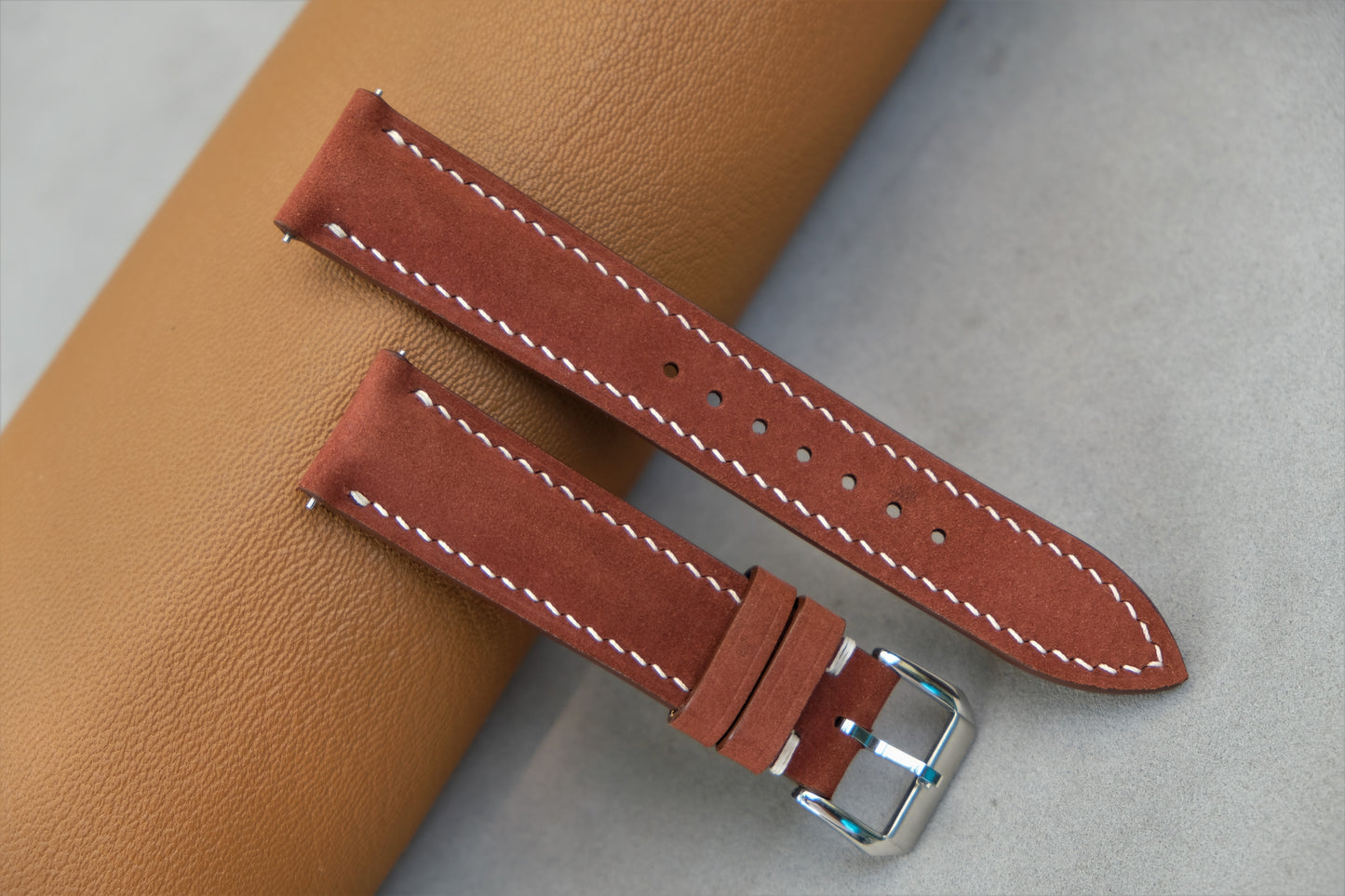 Brown Nubuck Calfskin Leather Watch Strap