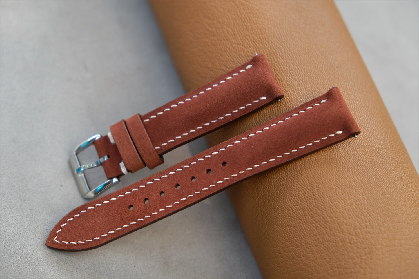 Brown Nubuck Calfskin Leather Watch Strap