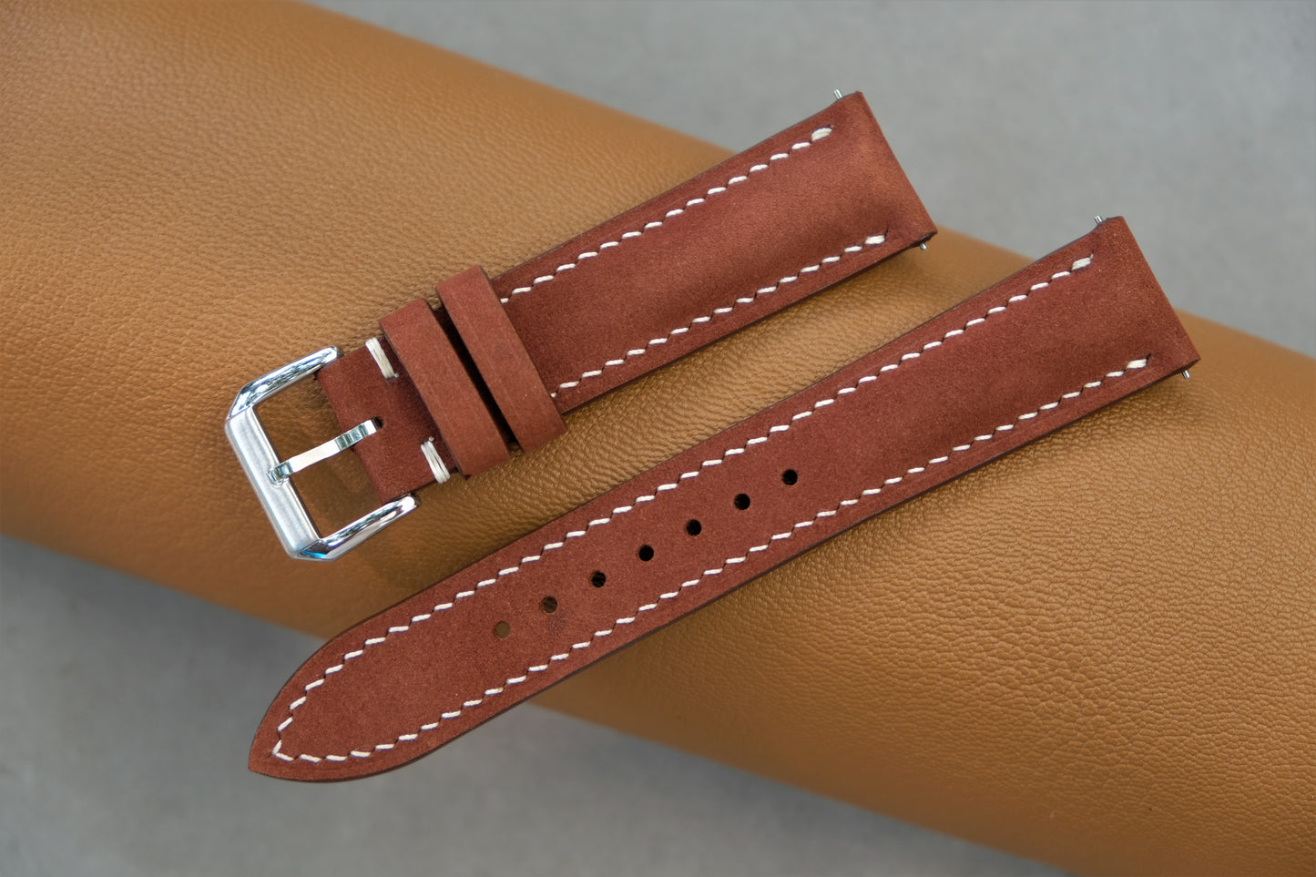 Brown Nubuck Calfskin Leather Watch Strap