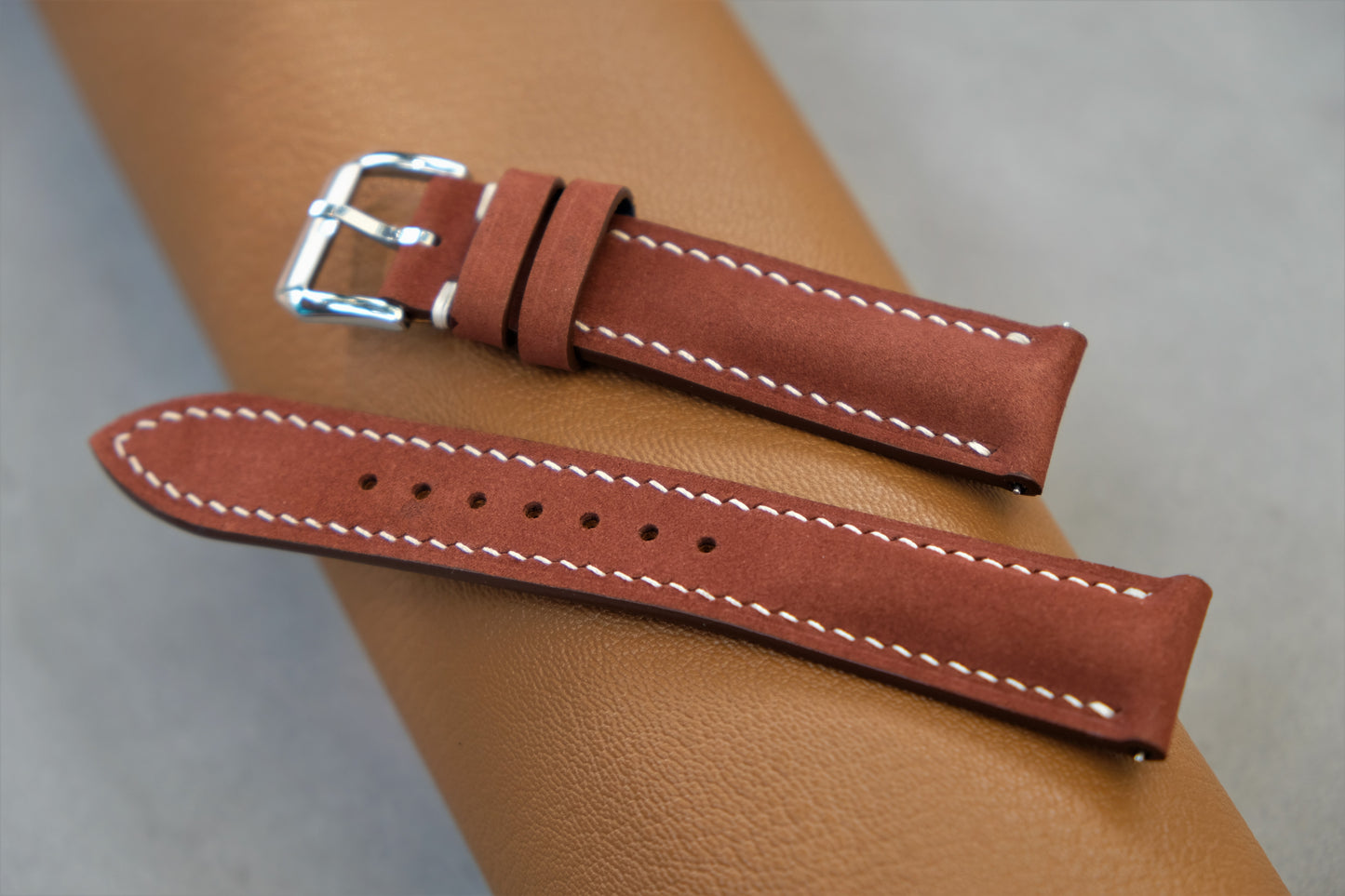 Brown Nubuck Calfskin Leather Watch Strap