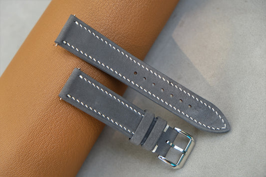 Gray Nubuck Calfskin Leather Watch Strap