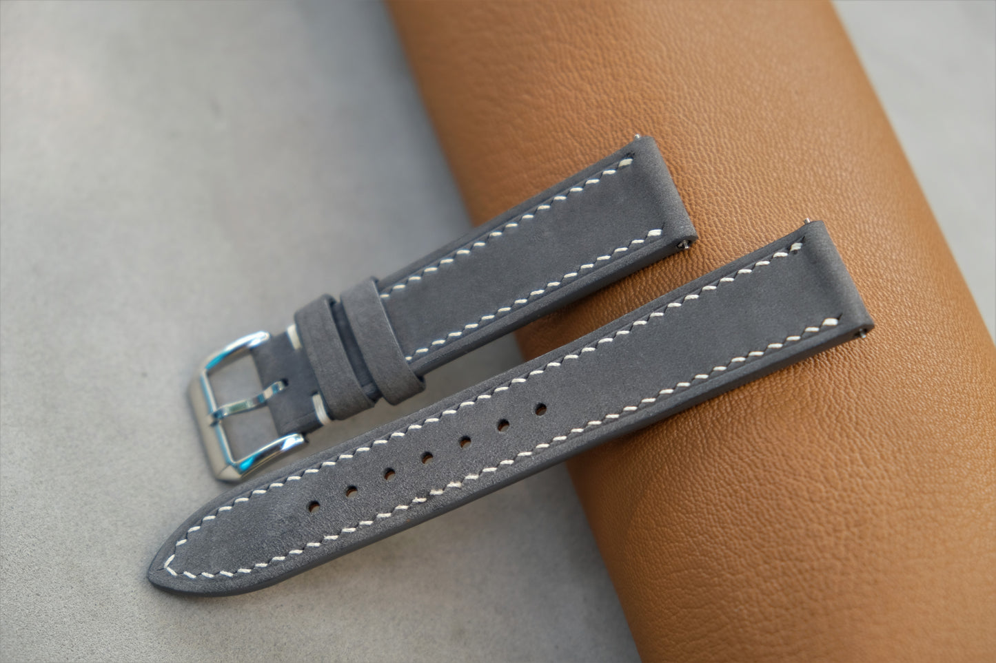 Gray Nubuck Calfskin Leather Watch Strap