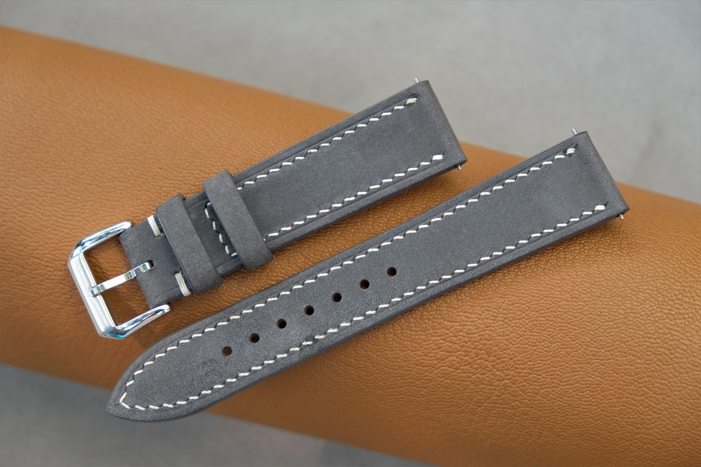 Gray Nubuck Calfskin Leather Watch Strap