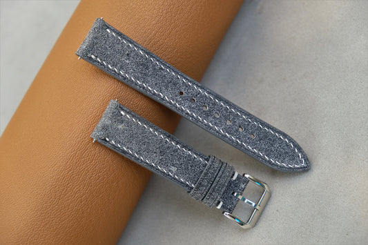 Classic Gray Cowhide Leather Watch Strap