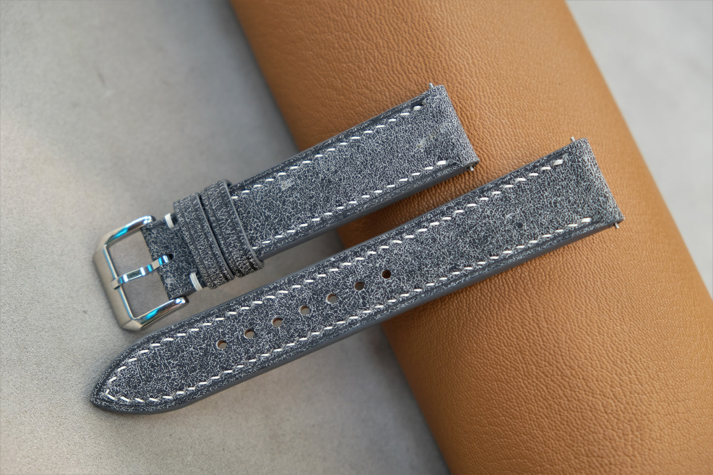 Classic Gray Cowhide Leather Watch Strap