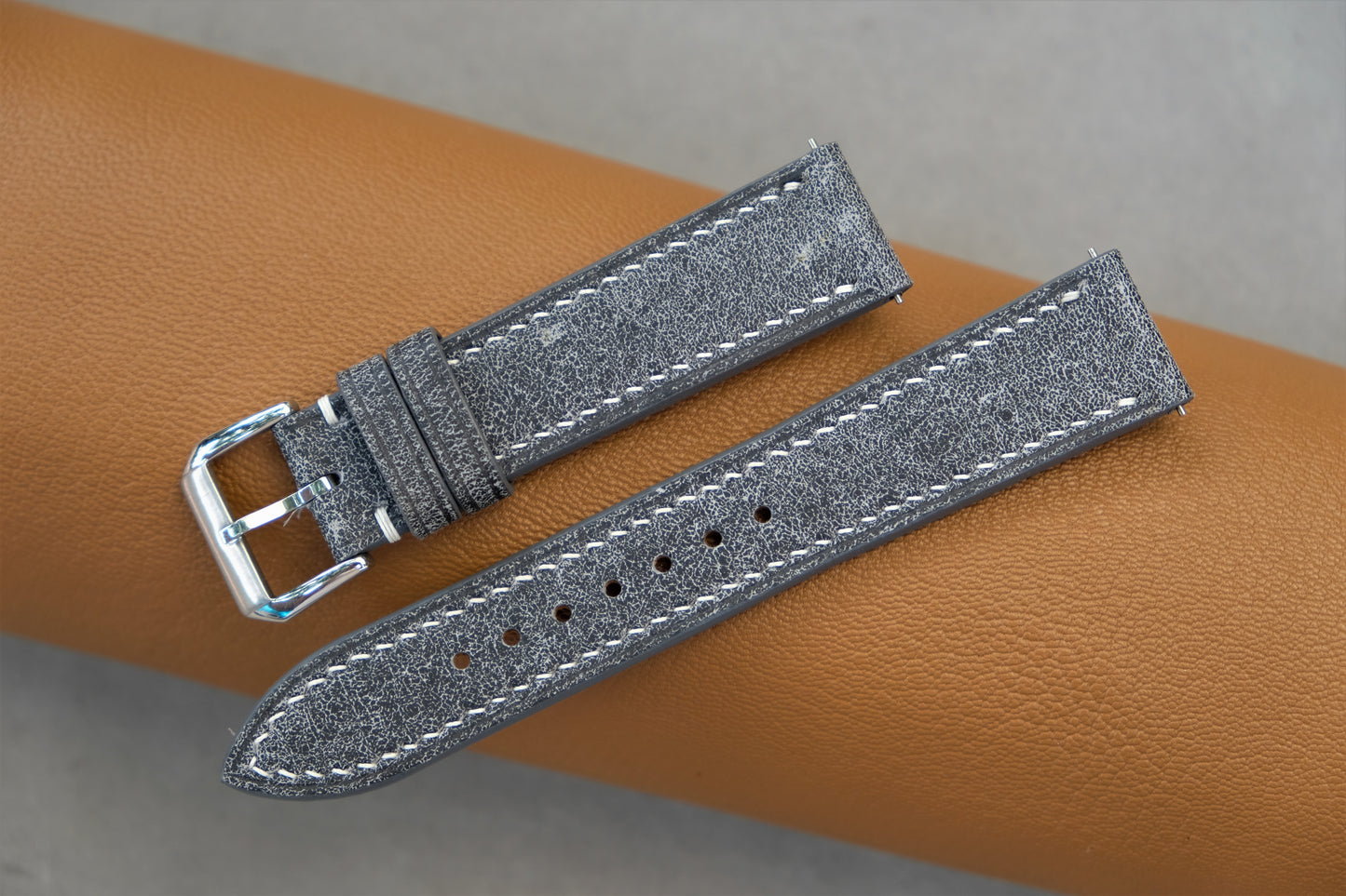 Classic Gray Cowhide Leather Watch Strap