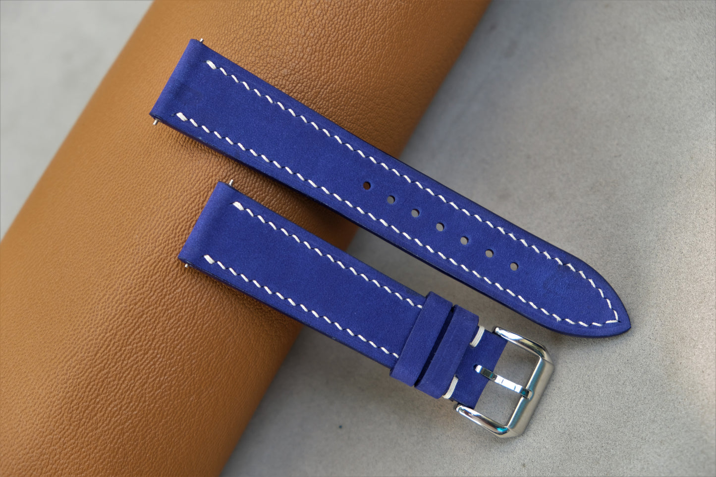 Blue Nubuck Calfskin Leather Watch Strap