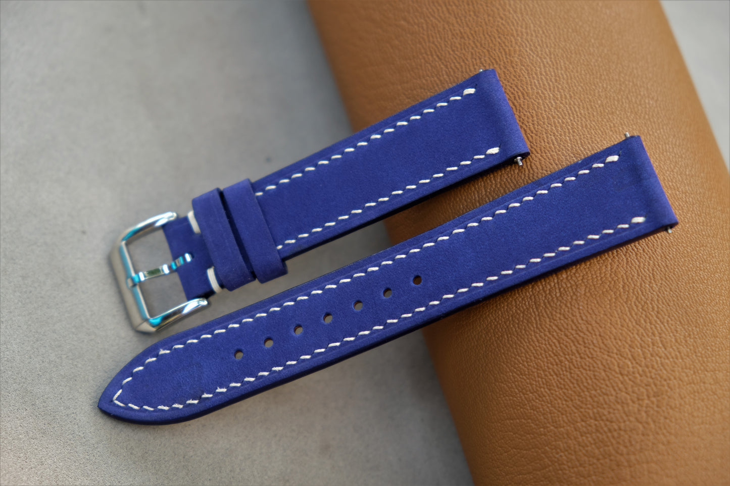 Blue Nubuck Calfskin Leather Watch Strap