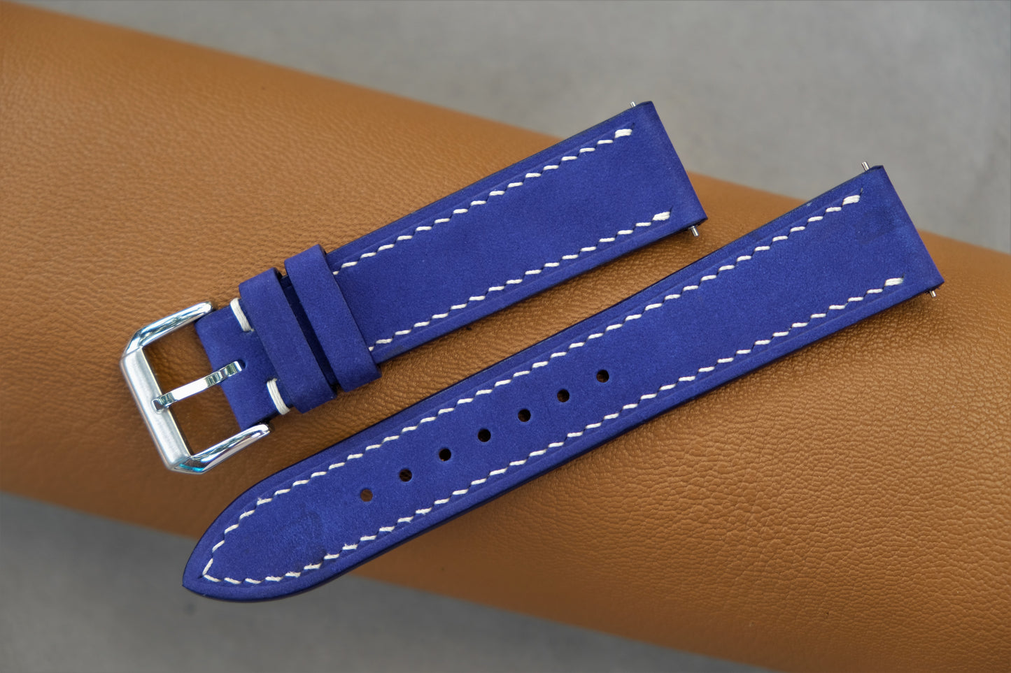 Blue Nubuck Calfskin Leather Watch Strap