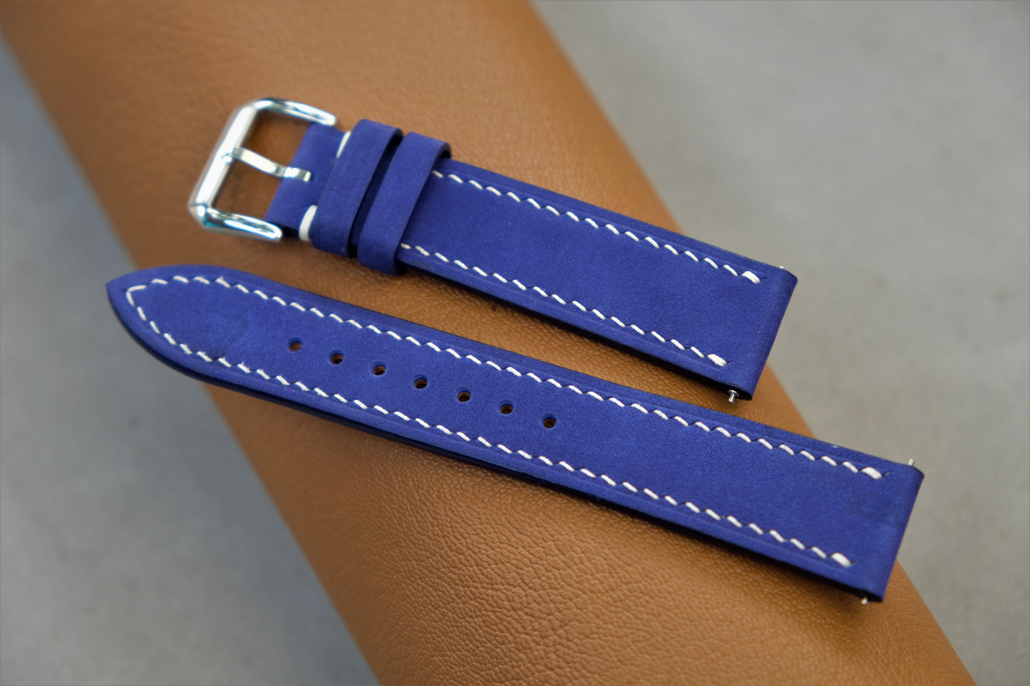 Blue Nubuck Calfskin Leather Watch Strap