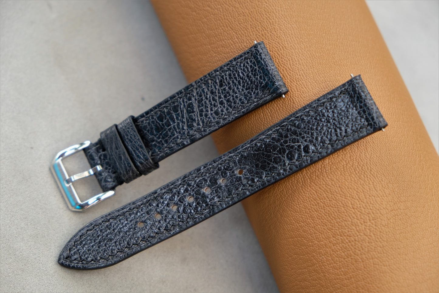 Black Toad Leather Watch Strap