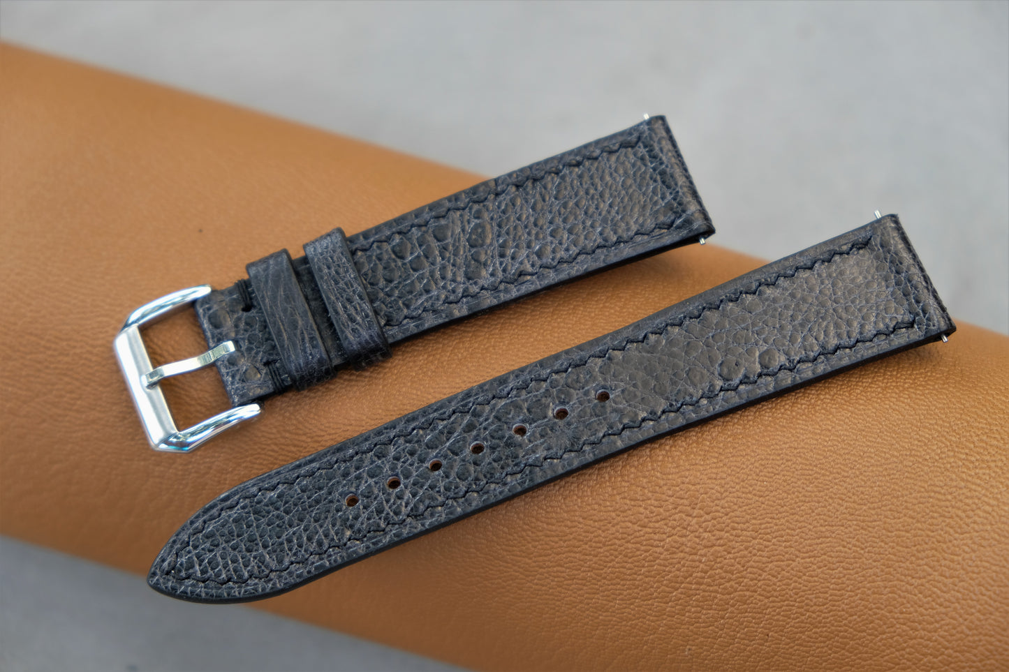 Black Toad Leather Watch Strap