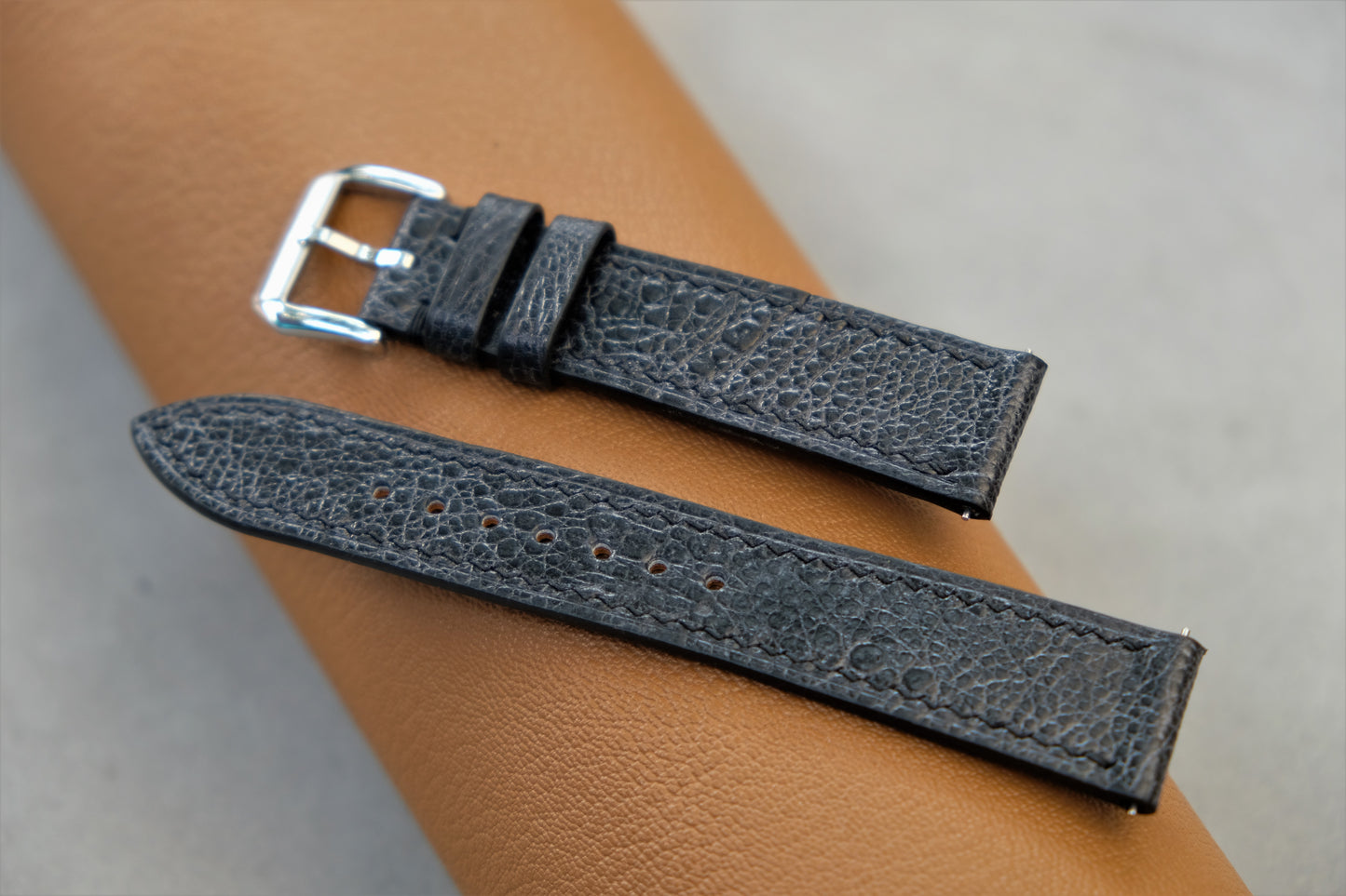 Black Toad Leather Watch Strap