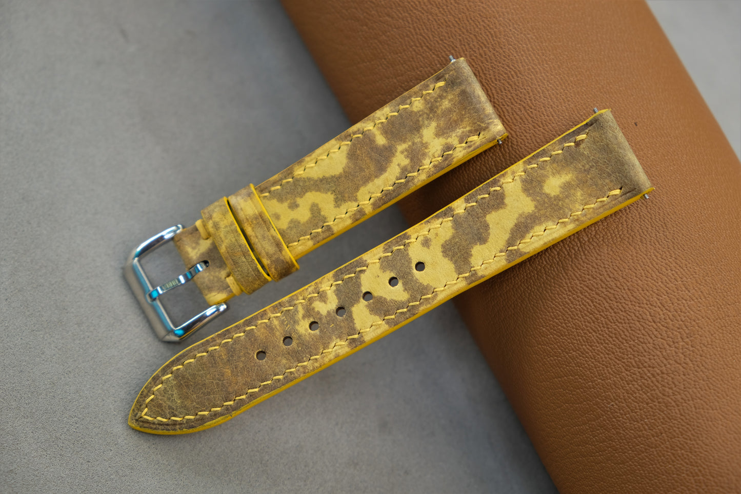 The Watch Strap Is Made From Yellow Bullfrog Leather