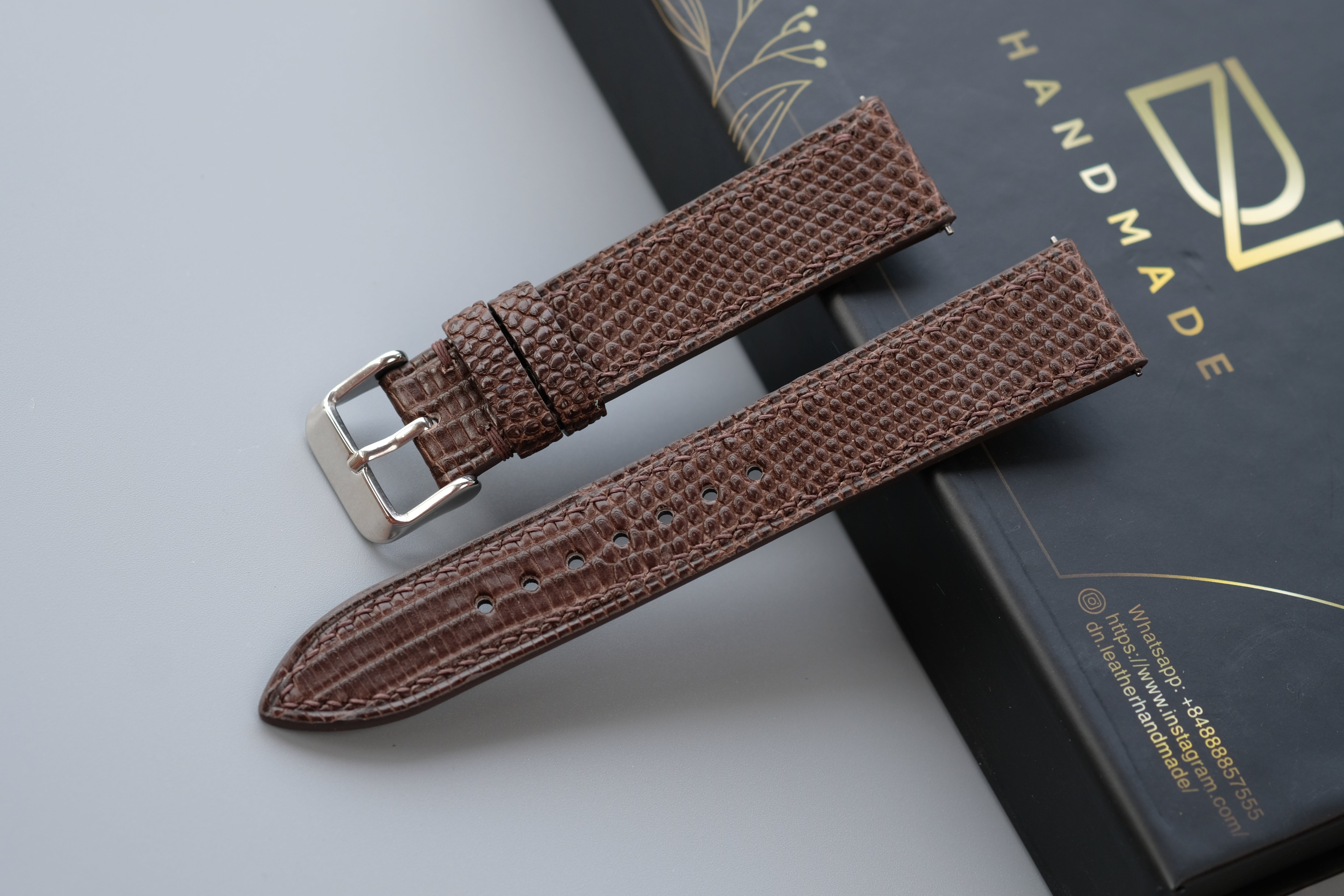 Brown Lizard Leather Watch Strap – Custom Sizes 10mm to 26mm